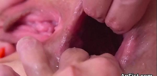  Wicked lezzie beauties are opening up and fist fucking anal holes